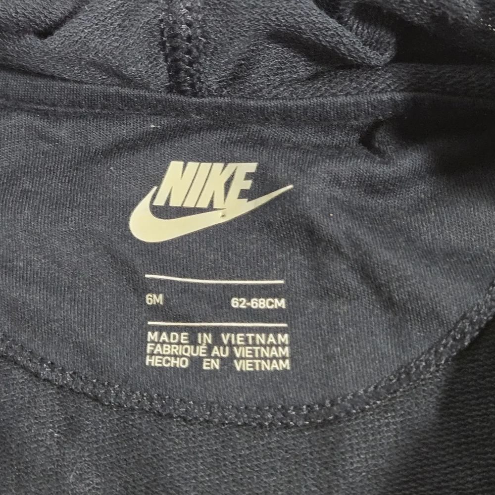 Nike Coverall Boys 6 Months Black Hooded One-Piece Full Zip Logo Romper Fleece